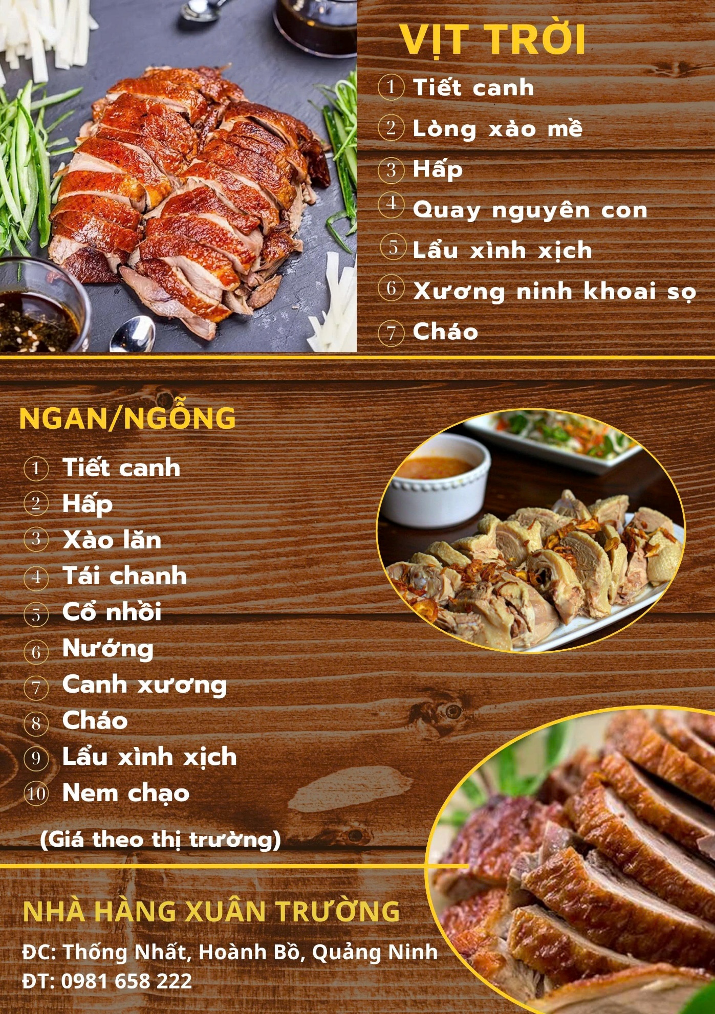 Các món vịt trời, ngan, ngỗng