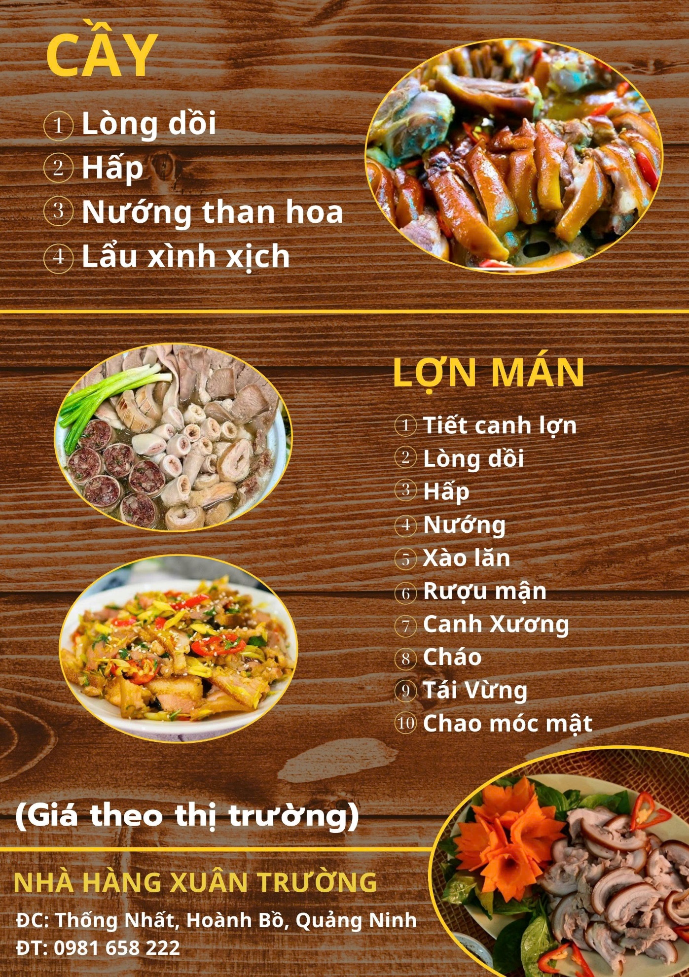 Các món cầy, lợn mán