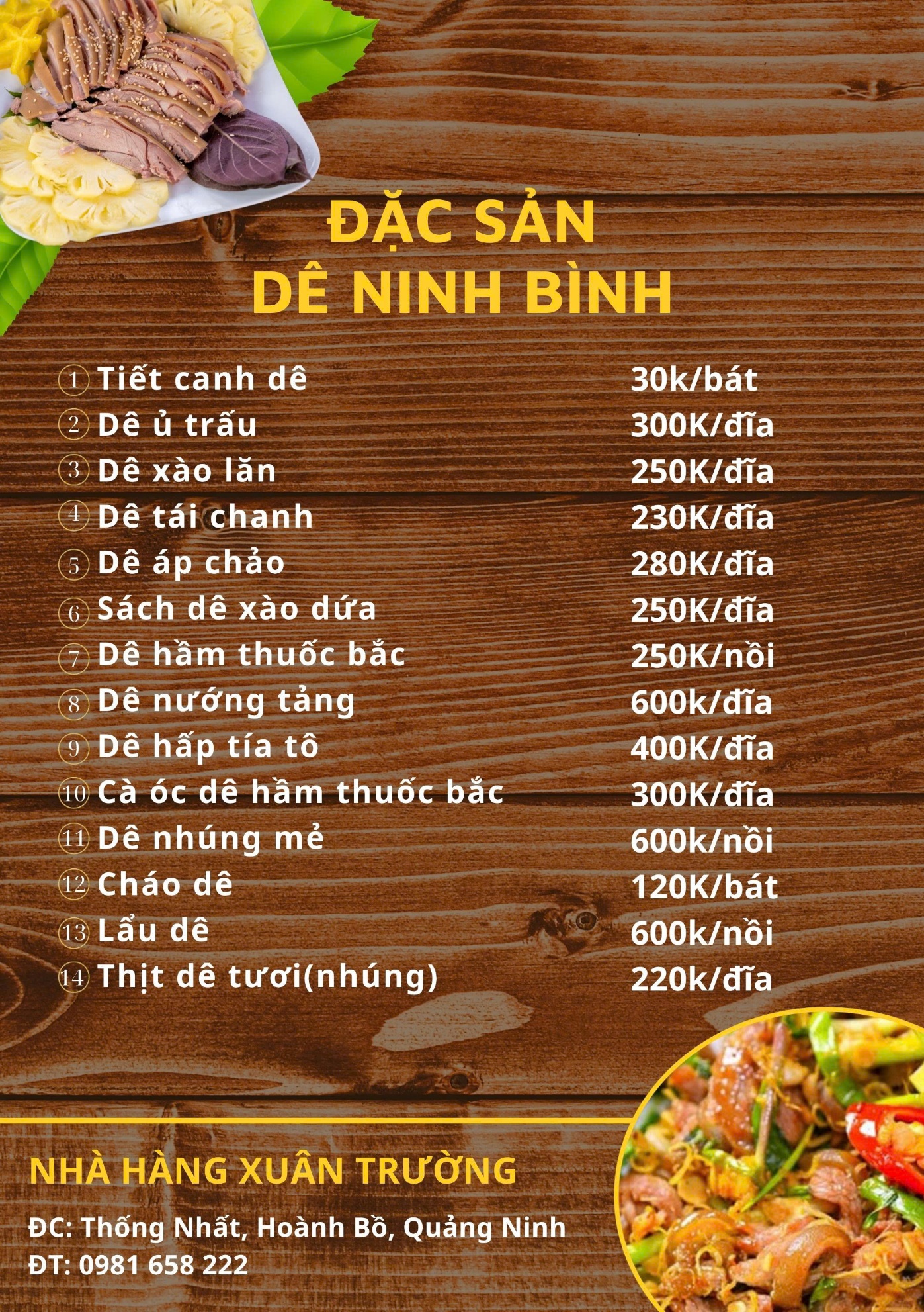 Các món dê Ninh Bình