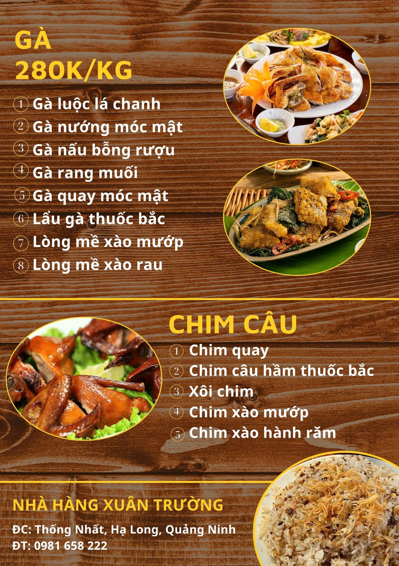Các món gà, chim câu